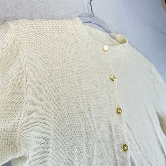 Vintage Unbranded Womens Ivory Cream Long Sleeve Pearl Button Cardigan Sweater - Picture 3 of 11